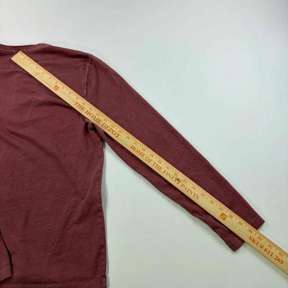 Abercrombie & Fitch Garment Dye Henley Mens Medium Burgundy Long Sleeve Shirt